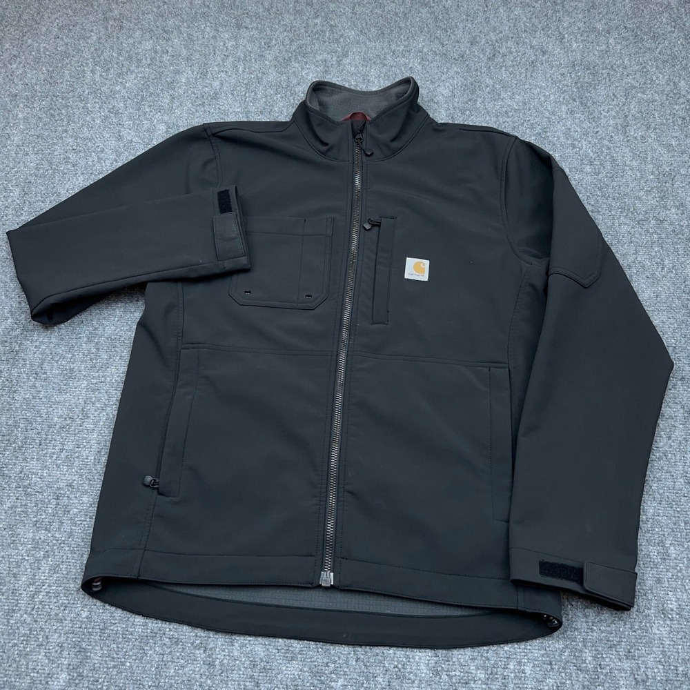 Carhartt Rough Cut Softshell Jacket Men's M Gray/Green 102703 Full Zip Workwear‎